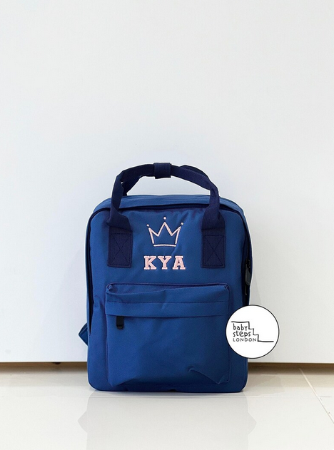 (Black) Personalised Name Twin Handle Backpack
