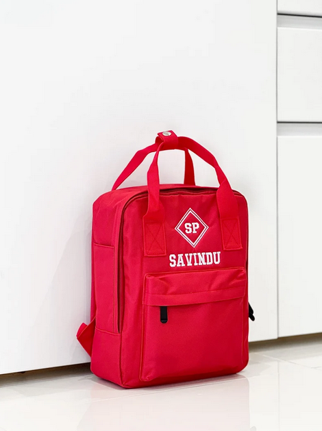(Grey) Personalised Name Twin Handle Backpack