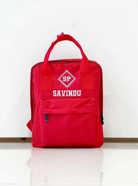 (Grey) Personalised Name Twin Handle Backpack