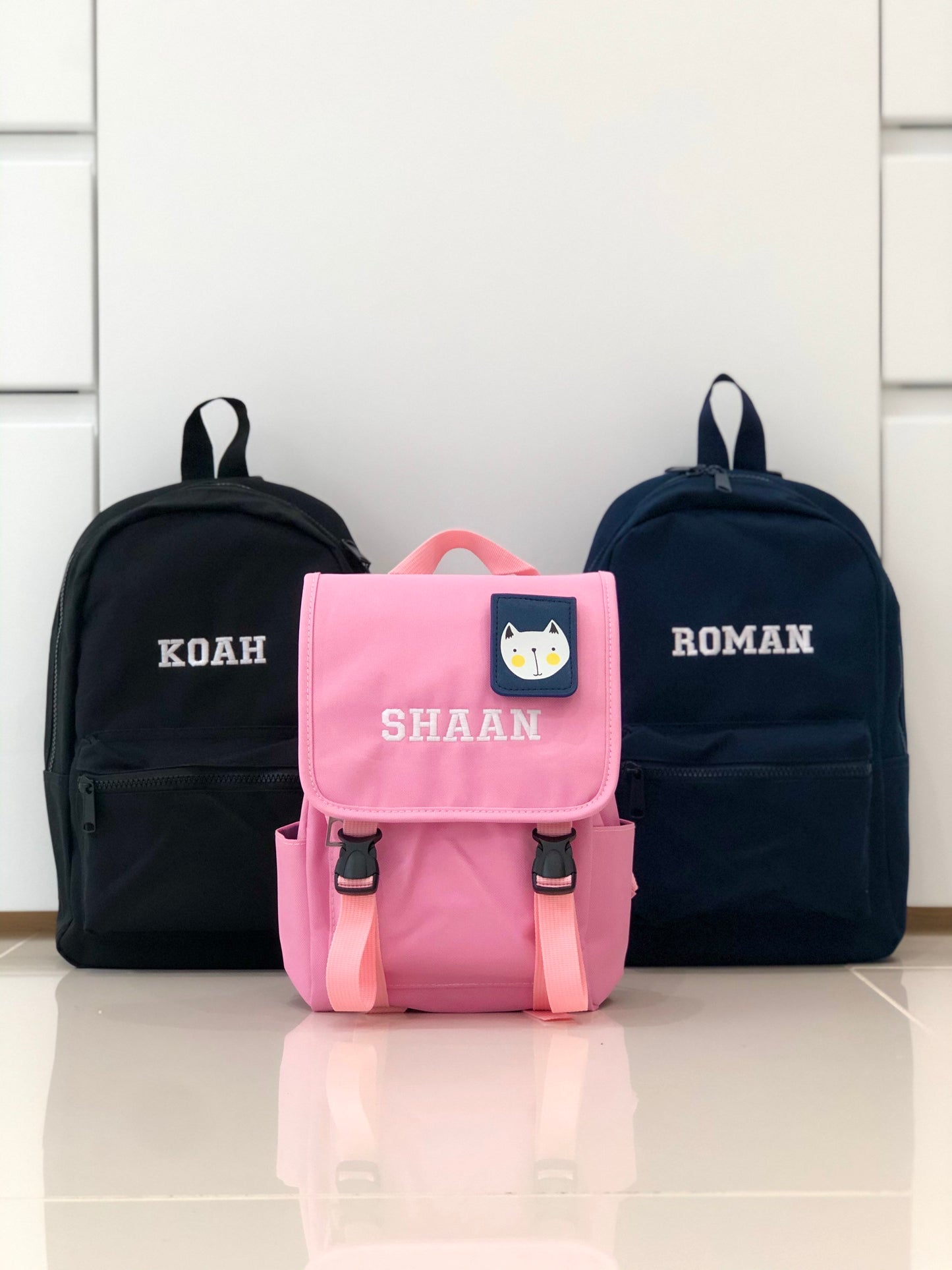 (Black) Personalised Name Unisex Mini Nursery School Backpack Rucksack Bag