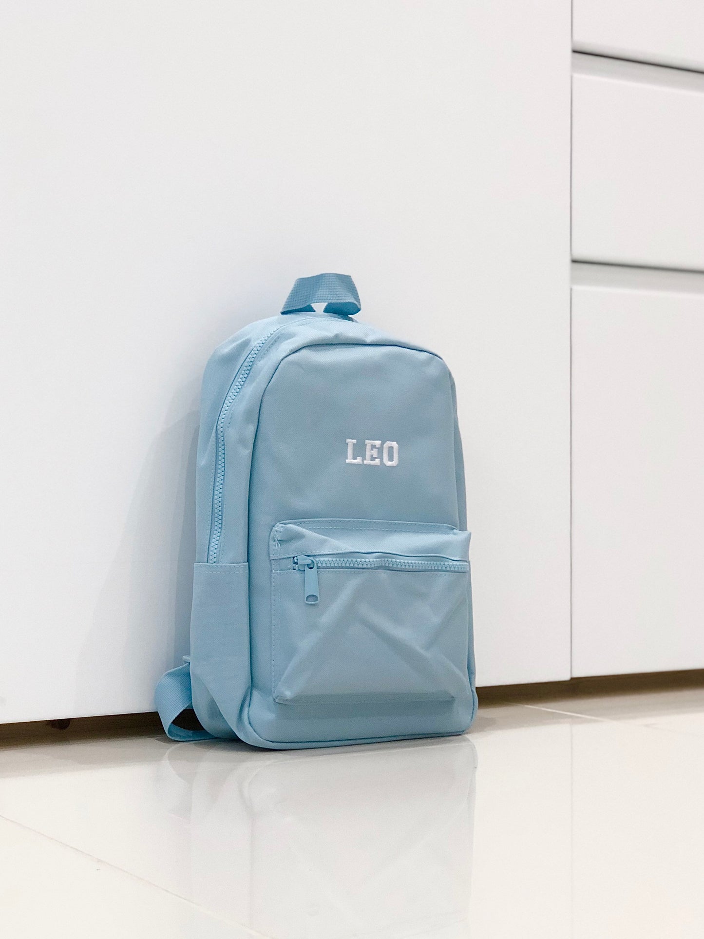 (Blue) Personalised Name Unisex Mini Nursery School Backpack Rucksack Bag