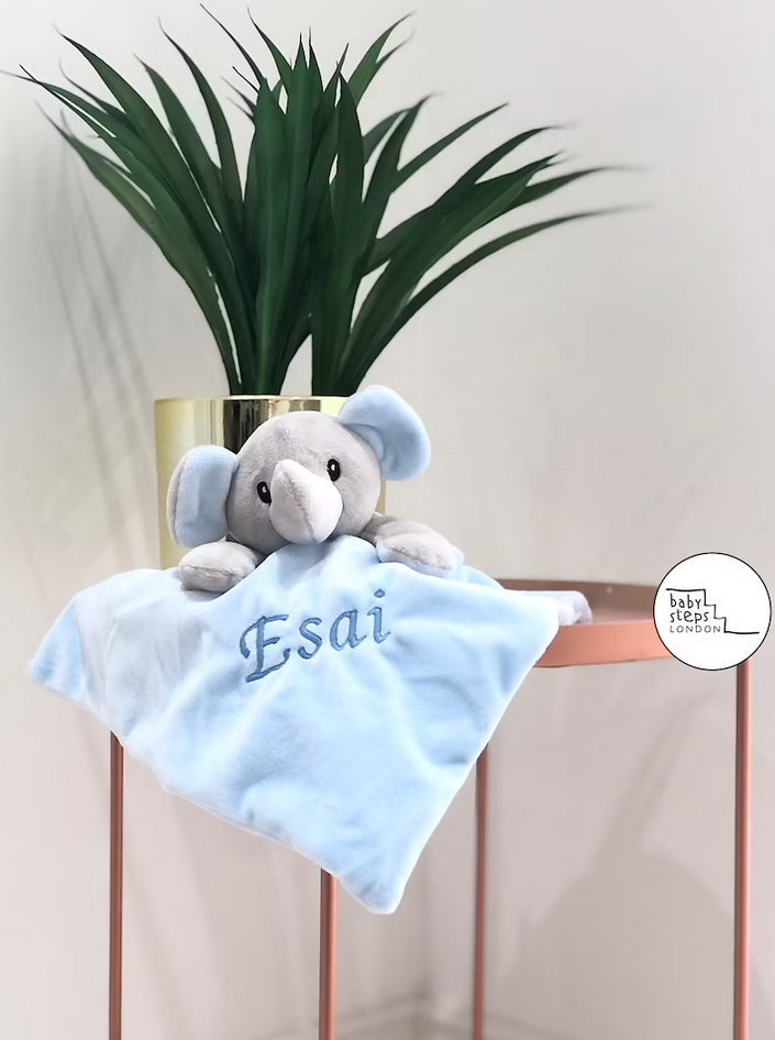 (Pink) Personalised Name/Initials Elephant Comforter Blanket Super Soft Toy