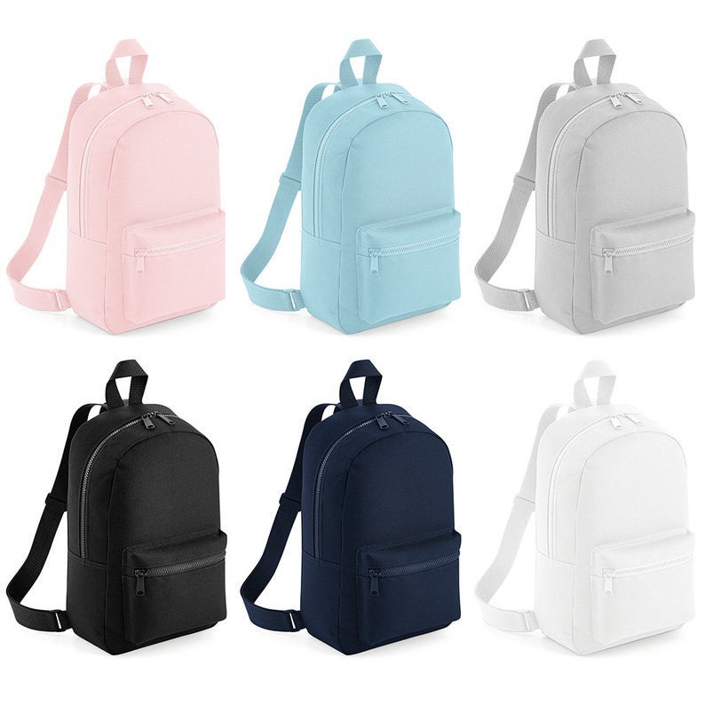 (Blue) Personalised Name & Design Unisex Mini Nursery School Backpack Rucksack Bag