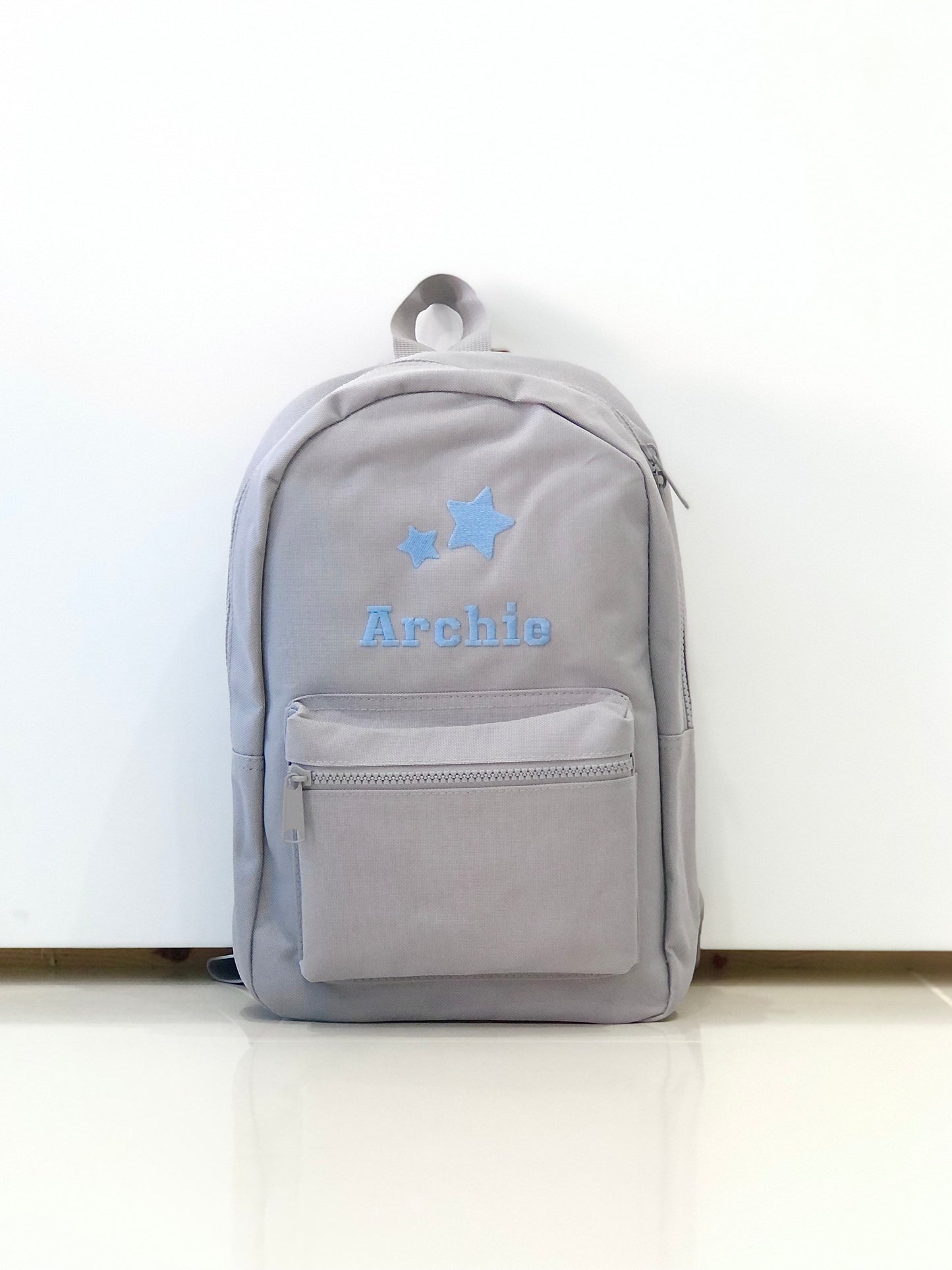 (Grey) Personalised Name Unisex Mini Nursery School Backpack Rucksack Bag