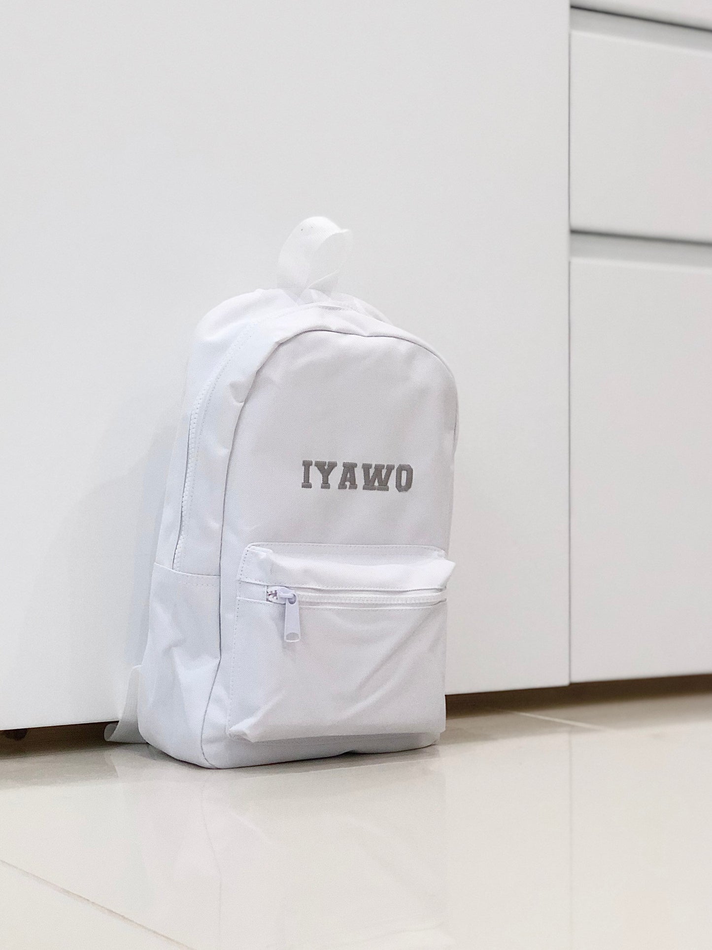 (White) Personalised Name Unisex Mini Nursery School Backpack Rucksack Bag
